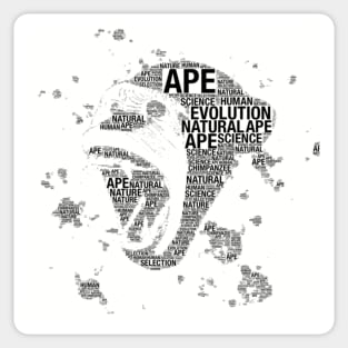 Ape Cousins - Evolution Word Art Print Sticker